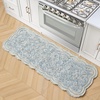 image:imageLaura Ashley Washable Scalloped 26 x 45 Sage Leaf Vines Design Skid Resistant Accent Rug  Durable Cotton Blend Indoor RugFreya Mineral Blue