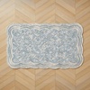 image:imageLaura Ashley Washable Scalloped 26 x 45 Sage Leaf Vines Design Skid Resistant Accent Rug  Durable Cotton Blend Indoor RugFreya Mineral Blue