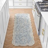 image:imageLaura Ashley Washable Scalloped 26 x 45 Sage Leaf Vines Design Skid Resistant Accent Rug  Durable Cotton Blend Indoor RugFreya Mineral Blue