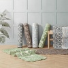image:imageLaura Ashley Washable Scalloped 26 x 45 Sage Leaf Vines Design Skid Resistant Accent Rug  Durable Cotton Blend Indoor RugFreya Mineral Blue