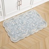 image:imageLaura Ashley Washable Scalloped 26 x 45 Sage Leaf Vines Design Skid Resistant Accent Rug  Durable Cotton Blend Indoor RugFreya Mineral Blue