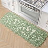 image:imageLaura Ashley Washable Scalloped 26 x 45 Sage Leaf Vines Design Skid Resistant Accent Rug  Durable Cotton Blend Indoor RugLeaf Vine Sage Green