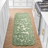 image:imageLaura Ashley Washable Scalloped 26 x 45 Sage Leaf Vines Design Skid Resistant Accent Rug  Durable Cotton Blend Indoor RugLeaf Vine Sage Green