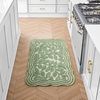 image:imageLaura Ashley Washable Scalloped 26 x 45 Sage Leaf Vines Design Skid Resistant Accent Rug  Durable Cotton Blend Indoor RugLeaf Vine Sage Green