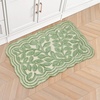 image:imageLaura Ashley Washable Scalloped 26 x 45 Sage Leaf Vines Design Skid Resistant Accent Rug  Durable Cotton Blend Indoor RugLeaf Vine Sage Green