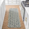 image:imageLaura Ashley Washable Scalloped 26 x 45 Sage Leaf Vines Design Skid Resistant Accent Rug  Durable Cotton Blend Indoor RugTulip Teal