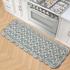 image:imageLaura Ashley Washable Scalloped 26 x 45 Sage Leaf Vines Design Skid Resistant Accent Rug  Durable Cotton Blend Indoor RugTulip Teal