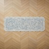 image:imageLaura Ashley Washable Scalloped 26 x 45 Sage Leaf Vines Design Skid Resistant Accent Rug  Durable Cotton Blend Indoor RugFreya Mineral Blue