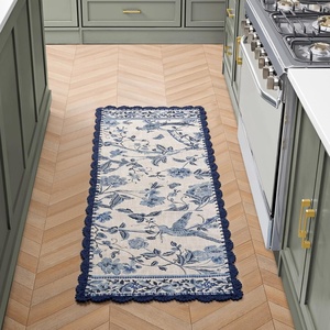 image:imageLaura Ashley Cotton Crochet Border Moored Garden Pale Poppy Floral Machine Washable amp Slip Resistant 18 x 5 Runner RugSummer Palace Indigo Floral