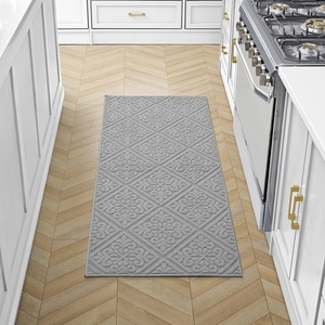 image:imageLaura Ashley HiLow Tufted 26 x 60 Washable SkidResistant Runner Rug  Dusty Navy Feya SolidAustell Solid Light Grey