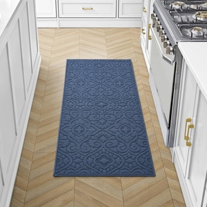 image:imageLaura Ashley HiLow Tufted 26 x 60 Washable SkidResistant Runner Rug  Dusty Navy Feya SolidFeya Solid Dusty Navy