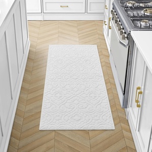 image:imageLaura Ashley HiLow Tufted 26 x 60 Washable SkidResistant Runner Rug  Dusty Navy Feya SolidFeya Solid Ivory