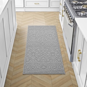 image:imageLaura Ashley HiLow Tufted 26 x 60 Washable SkidResistant Runner Rug  Dusty Navy Feya SolidFeya Solid Light Grey