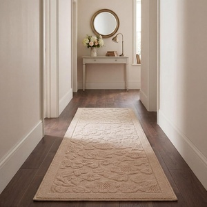 image:imageLaura Ashley HiLow Tufted 26 x 60 Washable SkidResistant Runner Rug  Dusty Navy Feya SolidRosemoor Beige