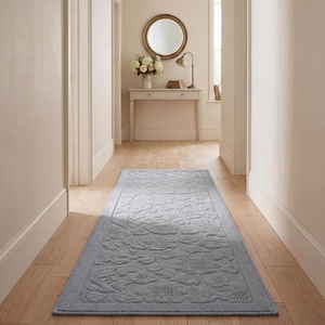 image:imageLaura Ashley HiLow Tufted 26 x 60 Washable SkidResistant Runner Rug  Dusty Navy Feya SolidRosemoor Grey