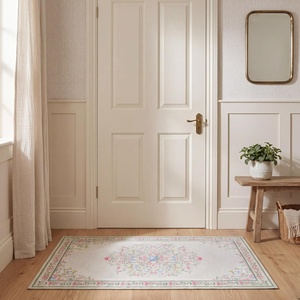 image:imageLaura Ashley Washable Printed Velvet Rug Eden 6 x 9 Rug Area Lt Grey MultiBennetts Ivory