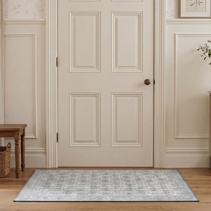 image:imageLaura Ashley Washable Printed Velvet Rug Eden 6 x 9 Rug Area Lt Grey MultiEden Trellis Grey