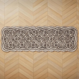 image:imageLaura Ashley Washable Scalloped 26 x 45 Sage Leaf Vines Design Skid Resistant Accent Rug  Durable Cotton Blend Indoor RugAustell Charcoal