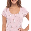 image:imageLaura Ashley Womens Nightgown Ribbed Knit Short Sleeve Henley SleepshirtPink Ghost