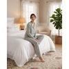 image:imageLaura Ashley Womens Plush Knit Pajamas 2 Piece Ultra Soft Brushed Long Sleeve Button Down Top and Pants Sleepwear SetEmerald Damask