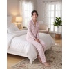 image:imageLaura Ashley Womens Plush Knit Pajamas 2 Piece Ultra Soft Brushed Long Sleeve Button Down Top and Pants Sleepwear SetPink Ditsy Floral