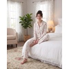 image:imageLaura Ashley Womens Plush Knit Pajamas 2 Piece Ultra Soft Brushed Long Sleeve Button Down Top and Pants Sleepwear SetRose Stripe