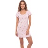 image:imageLaura Ashley Womens Nightgown Ribbed Knit Short Sleeve Henley SleepshirtPink Ghost