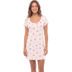 image:imageLaura Ashley Womens Nightgown Ribbed Knit Short Sleeve Henley SleepshirtPink Pumpkin Bow